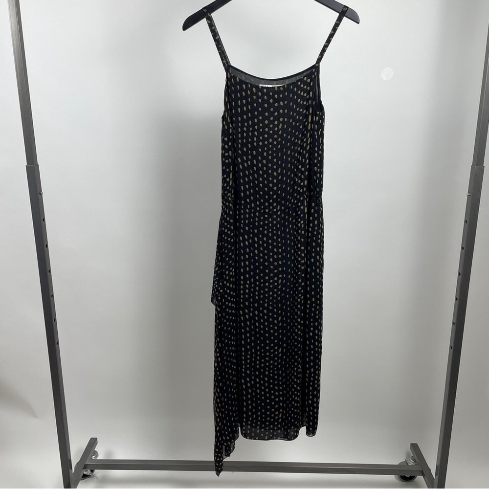 MAX MARA 100% Silk Black Print Asymmetric Dress. Size 8.